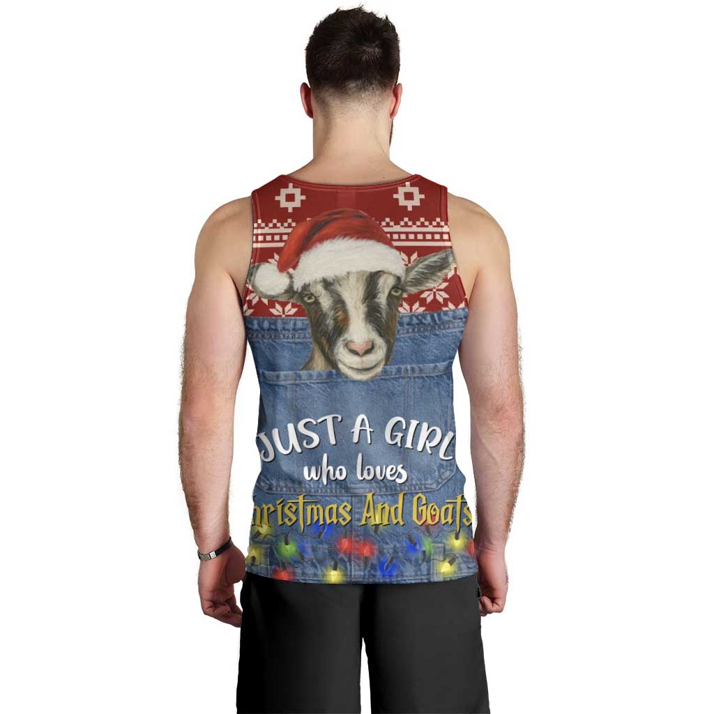Just A Girl Who Loves Christmas And Goats Ugly Christma Men Tank Top Funny Xmas Holiday Patterns - Wonder Print Shop