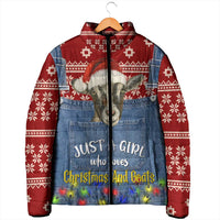 Just A Girl Who Loves Christmas And Goats Ugly Christma Padded Jacket Funny Xmas Holiday Patterns - Wonder Print Shop