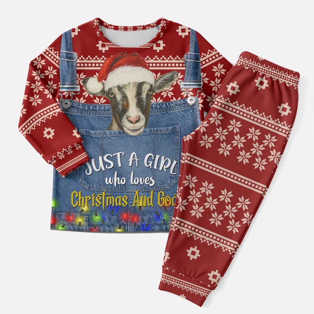 Just A Girl Who Loves Christmas And Goats Ugly Christma Christmas Pajama Set Funny Xmas Holiday Patterns - Wonder Print Shop
