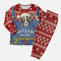 Just A Girl Who Loves Christmas And Goats Ugly Christma Christmas Pajama Set Funny Xmas Holiday Patterns - Wonder Print Shop