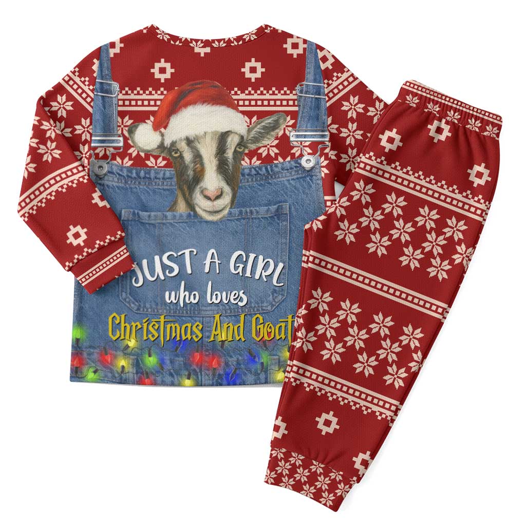 Just A Girl Who Loves Christmas And Goats Ugly Christma Christmas Pajama Set Funny Xmas Holiday Patterns - Wonder Print Shop