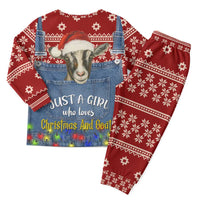 Just A Girl Who Loves Christmas And Goats Ugly Christma Christmas Pajama Set Funny Xmas Holiday Patterns - Wonder Print Shop
