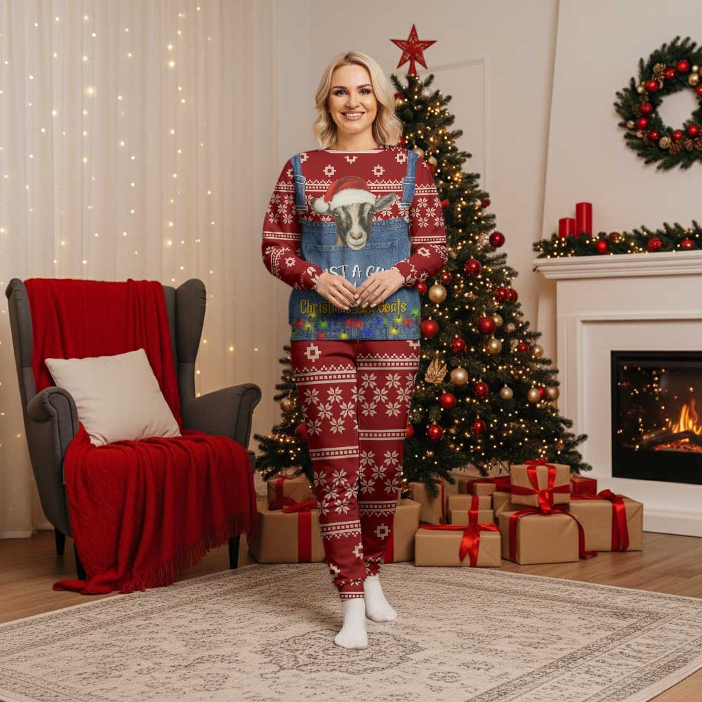 Just A Girl Who Loves Christmas And Goats Ugly Christma Christmas Pajama Set Funny Xmas Holiday Patterns - Wonder Print Shop