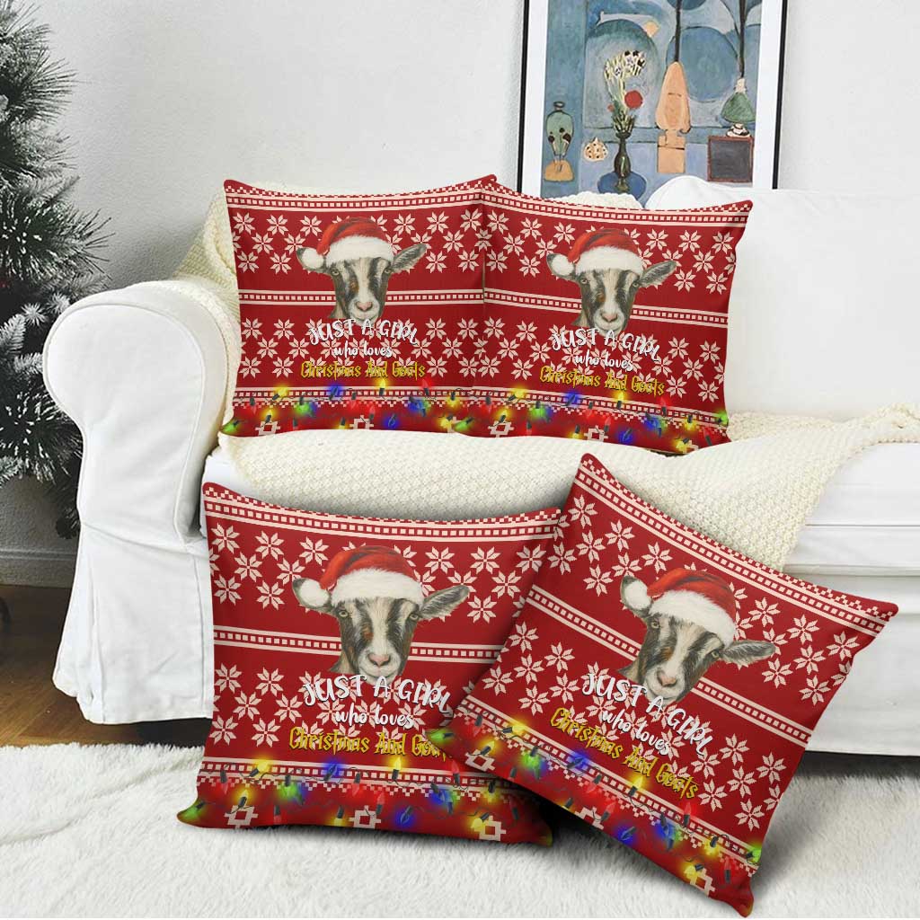 Just A Girl Who Loves Christmas And Goats Ugly Christma Pillow Cover Funny Xmas Holiday Patterns - Wonder Print Shop