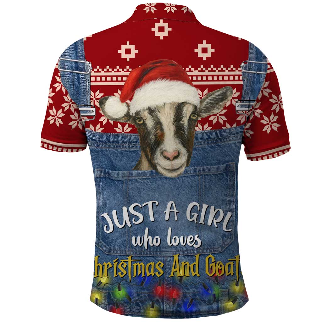 Just A Girl Who Loves Christmas And Goats Ugly Christma Polo Shirt Funny Xmas Holiday Patterns - Wonder Print Shop