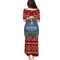 Just A Girl Who Loves Christmas And Goats Ugly Christma Puletasi Funny Xmas Holiday Patterns - Wonder Print Shop