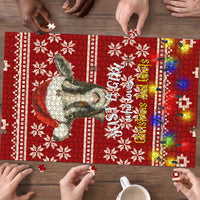 Just A Girl Who Loves Christmas And Goats Ugly Christma Puzzle Funny Xmas Holiday Patterns - Wonder Print Shop