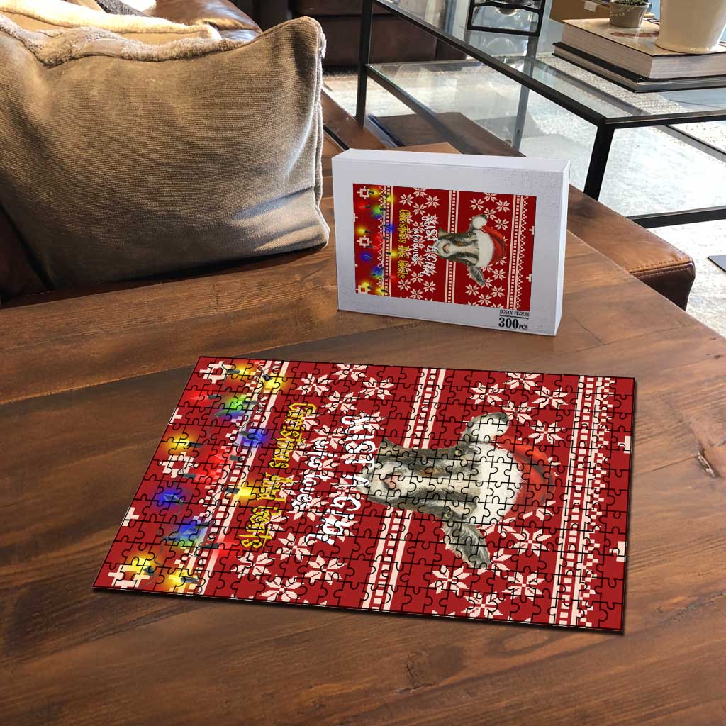 Just A Girl Who Loves Christmas And Goats Ugly Christma Puzzle Funny Xmas Holiday Patterns - Wonder Print Shop