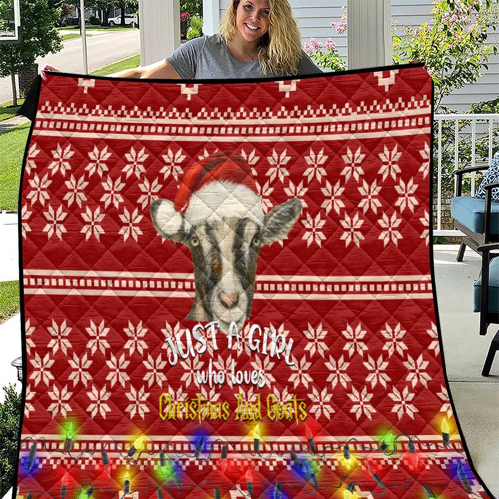 Just A Girl Who Loves Christmas And Goats Ugly Christma Quilt Funny Xmas Holiday Patterns - Wonder Print Shop