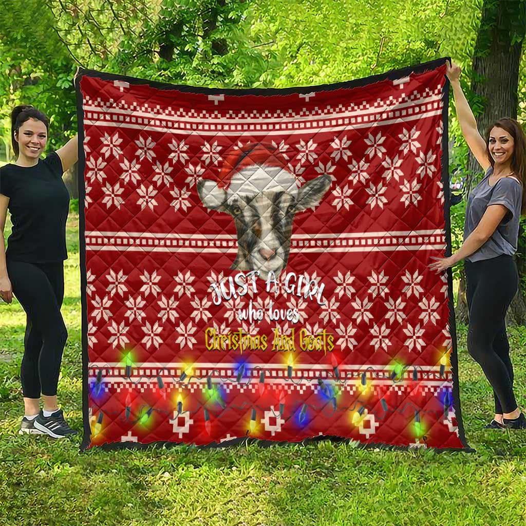Just A Girl Who Loves Christmas And Goats Ugly Christma Quilt Funny Xmas Holiday Patterns - Wonder Print Shop