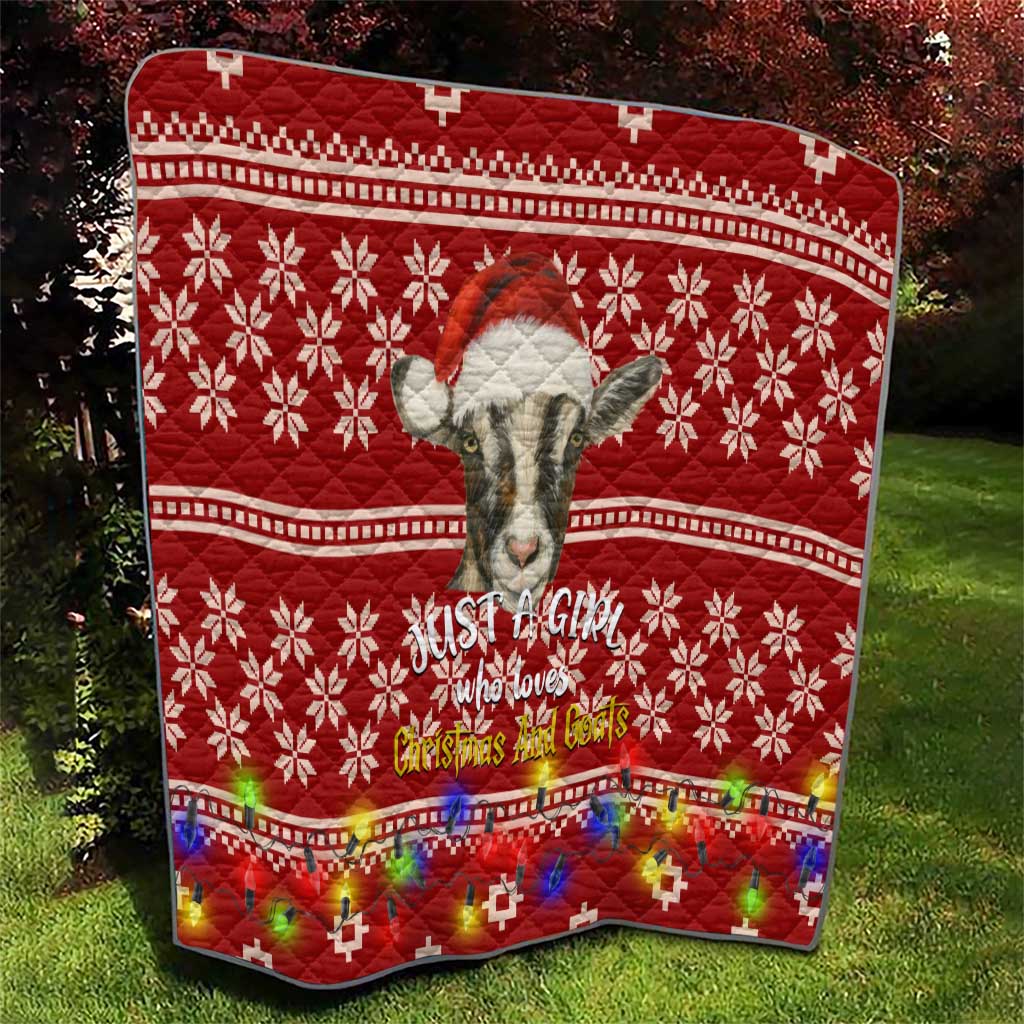 Just A Girl Who Loves Christmas And Goats Ugly Christma Quilt Funny Xmas Holiday Patterns - Wonder Print Shop