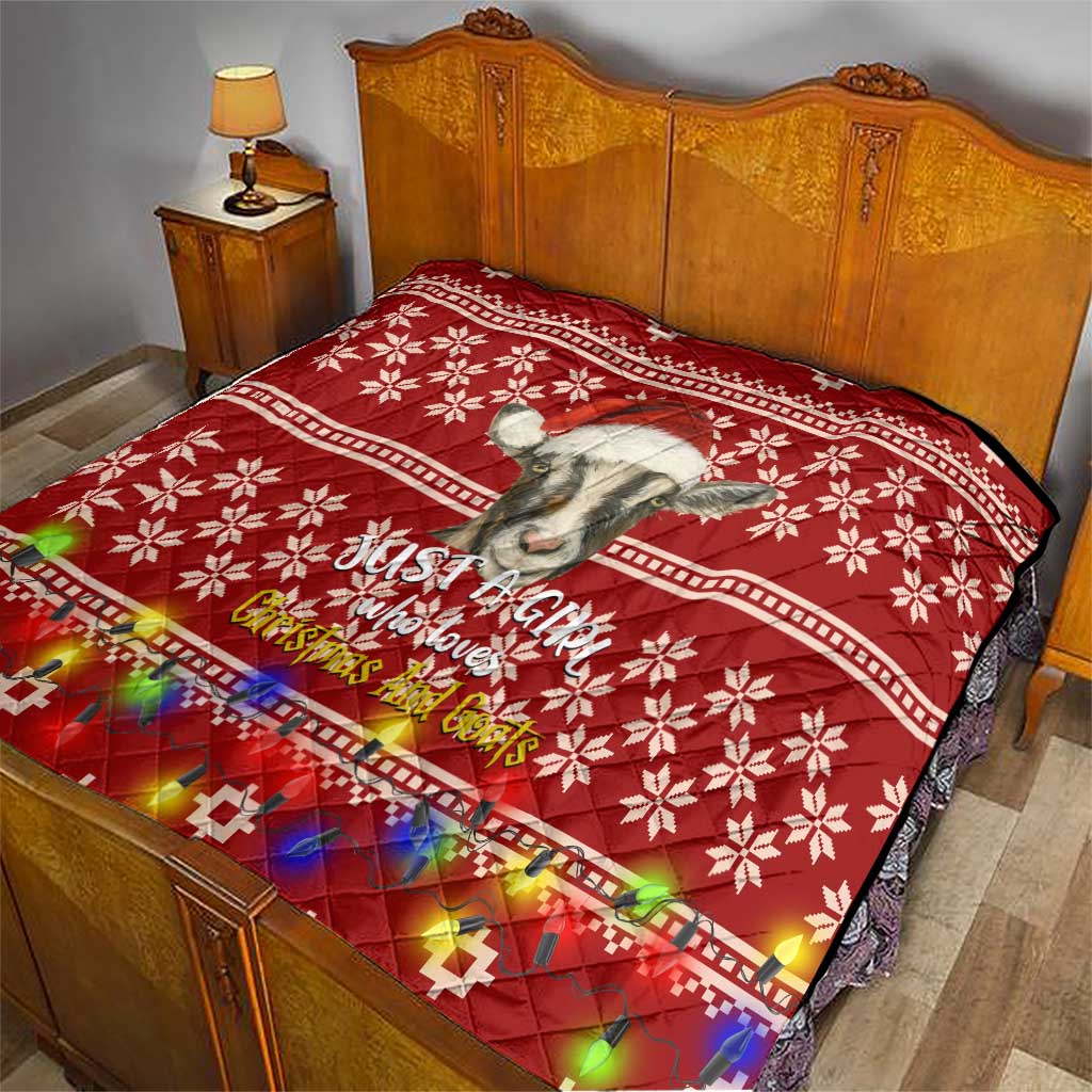 Just A Girl Who Loves Christmas And Goats Ugly Christma Quilt Funny Xmas Holiday Patterns - Wonder Print Shop