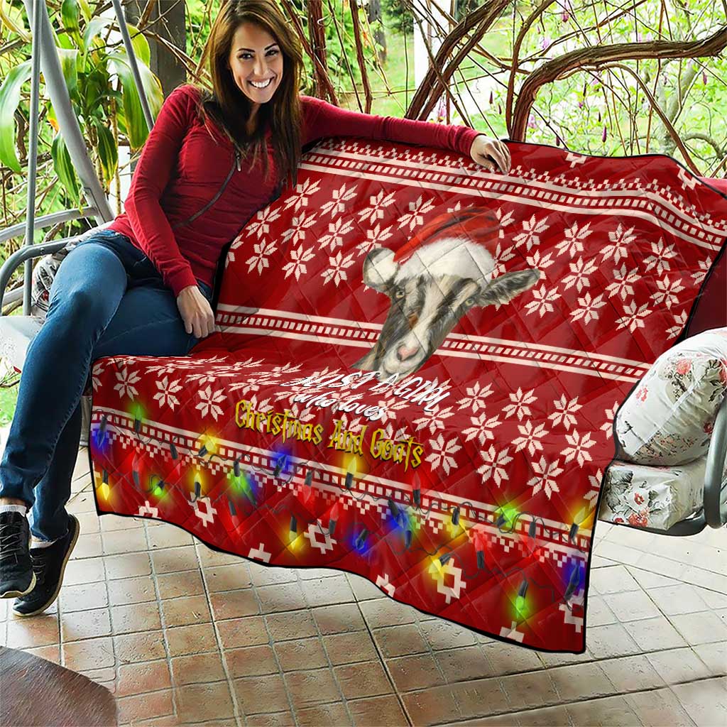 Just A Girl Who Loves Christmas And Goats Ugly Christma Quilt Funny Xmas Holiday Patterns - Wonder Print Shop