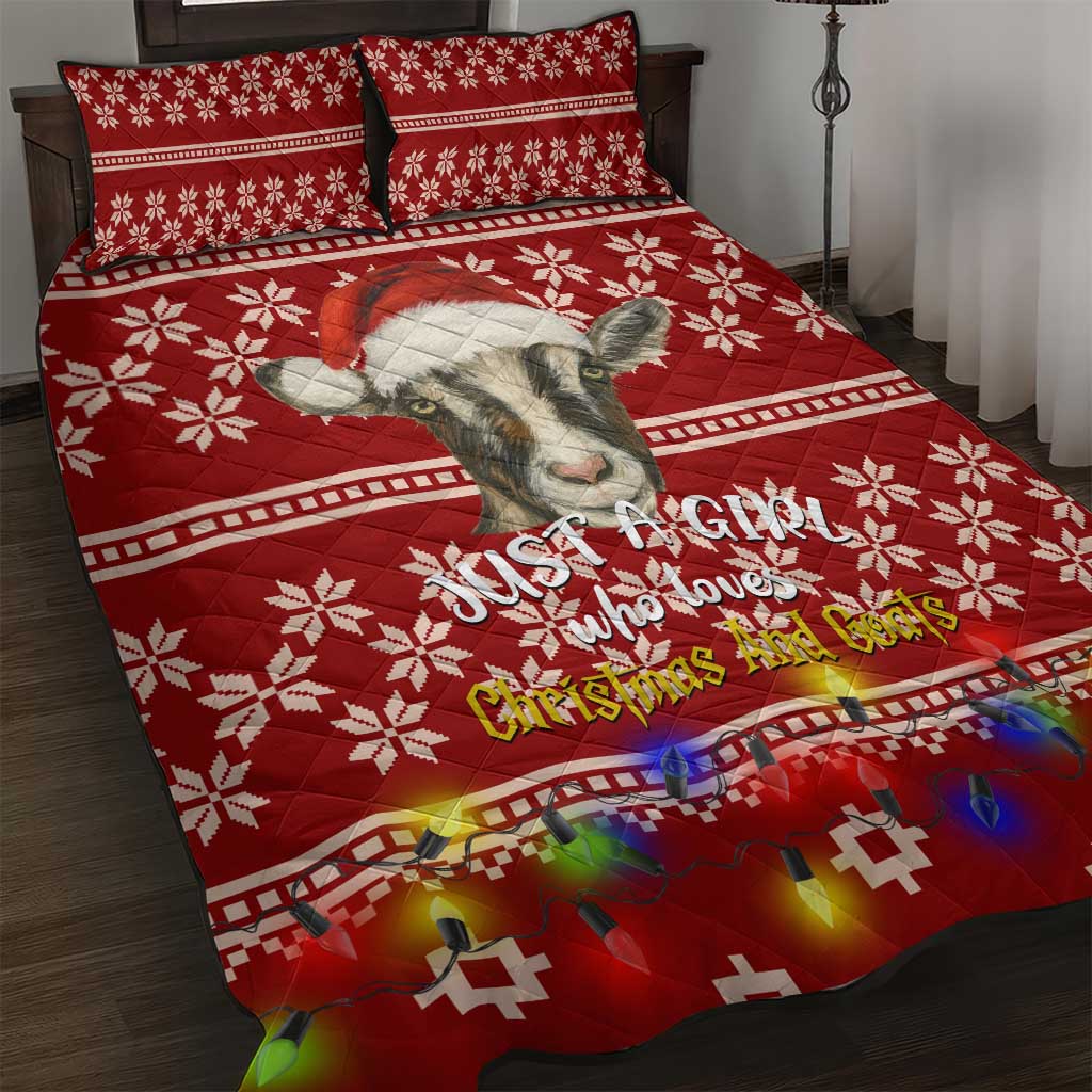 Just A Girl Who Loves Christmas And Goats Ugly Christma Quilt Bed Set Funny Xmas Holiday Patterns - Wonder Print Shop