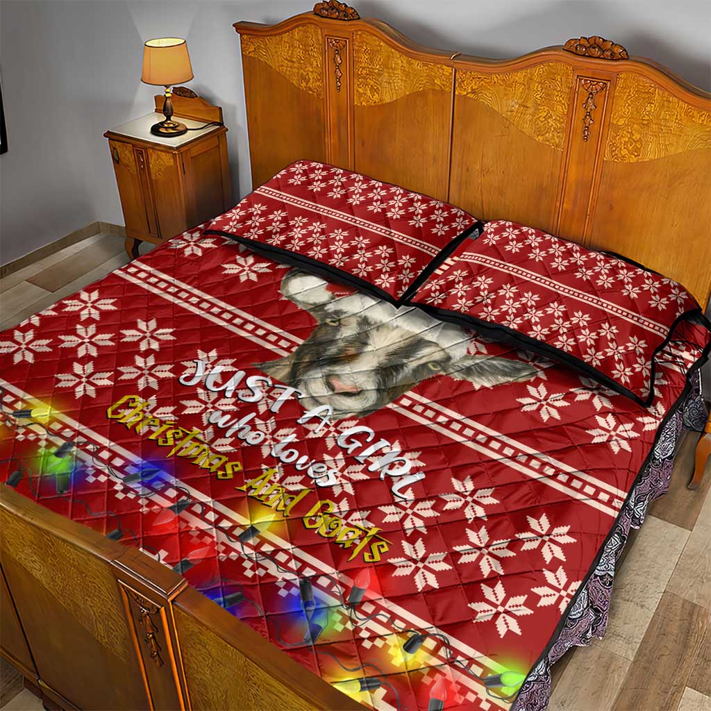 Just A Girl Who Loves Christmas And Goats Ugly Christma Quilt Bed Set Funny Xmas Holiday Patterns - Wonder Print Shop