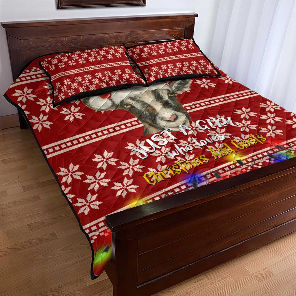 Just A Girl Who Loves Christmas And Goats Ugly Christma Quilt Bed Set Funny Xmas Holiday Patterns - Wonder Print Shop
