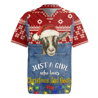 Just A Girl Who Loves Christmas And Goats Ugly Christma Rugby Jersey Funny Xmas Holiday Patterns - Wonder Print Shop