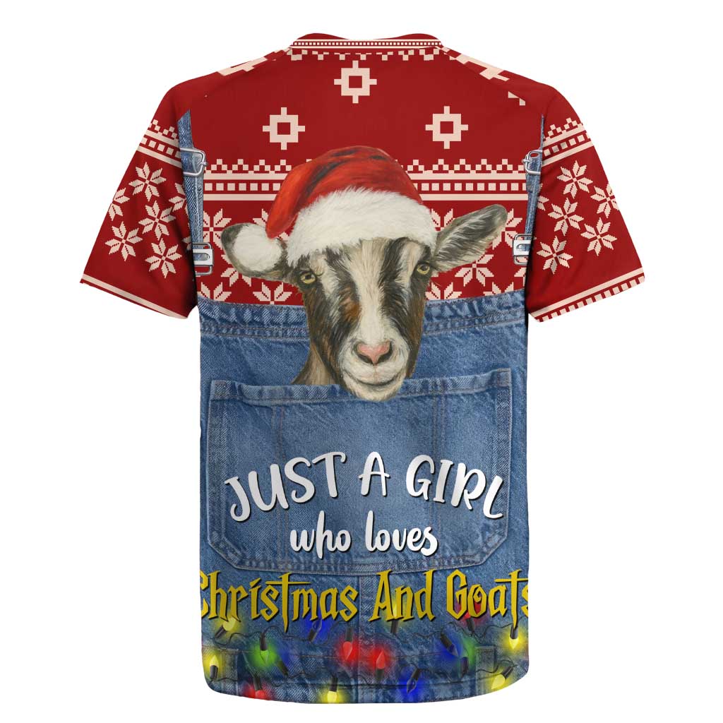Just A Girl Who Loves Christmas And Goats Ugly Christma Rugby Jersey Funny Xmas Holiday Patterns - Wonder Print Shop
