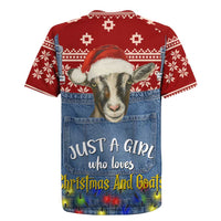 Just A Girl Who Loves Christmas And Goats Ugly Christma Rugby Jersey Funny Xmas Holiday Patterns - Wonder Print Shop