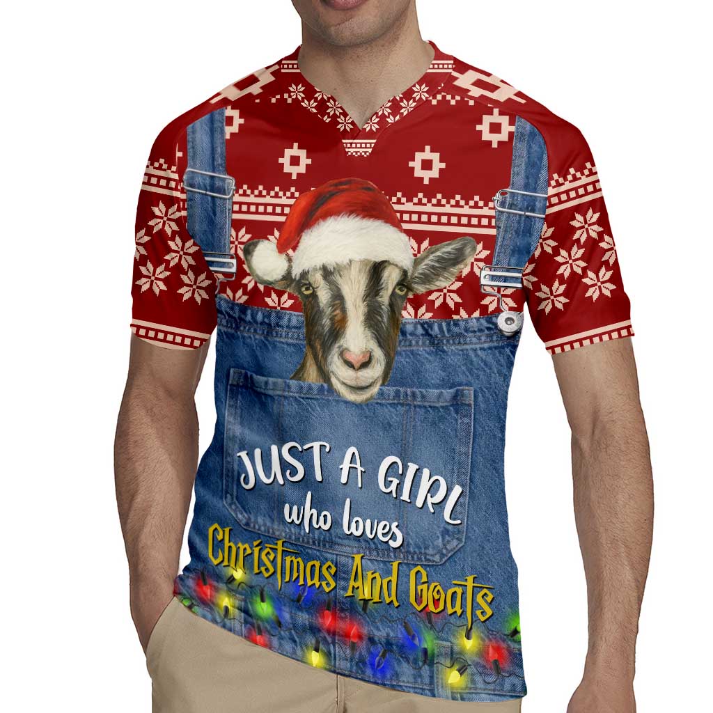 Just A Girl Who Loves Christmas And Goats Ugly Christma Rugby Jersey Funny Xmas Holiday Patterns - Wonder Print Shop