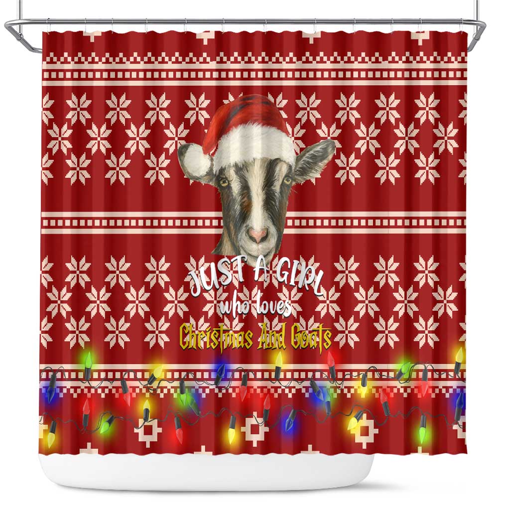 Just A Girl Who Loves Christmas And Goats Ugly Christma Shower Curtain Funny Xmas Holiday Patterns - Wonder Print Shop
