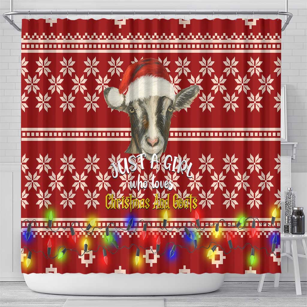 Just A Girl Who Loves Christmas And Goats Ugly Christma Shower Curtain Funny Xmas Holiday Patterns - Wonder Print Shop