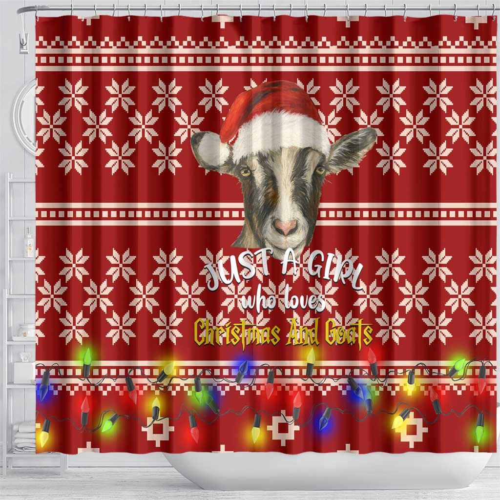 Just A Girl Who Loves Christmas And Goats Ugly Christma Shower Curtain Funny Xmas Holiday Patterns - Wonder Print Shop