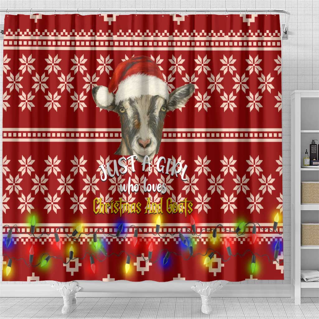 Just A Girl Who Loves Christmas And Goats Ugly Christma Shower Curtain Funny Xmas Holiday Patterns - Wonder Print Shop