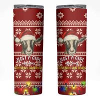 Just A Girl Who Loves Christmas And Goats Ugly Christma Skinny Tumbler Funny Xmas Holiday Patterns - Wonder Print Shop