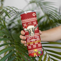 Just A Girl Who Loves Christmas And Goats Ugly Christma Skinny Tumbler Funny Xmas Holiday Patterns - Wonder Print Shop