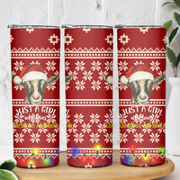 Just A Girl Who Loves Christmas And Goats Ugly Christma Skinny Tumbler Funny Xmas Holiday Patterns - Wonder Print Shop