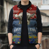 Just A Girl Who Loves Christmas And Goats Ugly Christma Sleeveless Puffer Jacket Funny Xmas Holiday Patterns - Wonder Print Shop