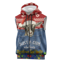 Just A Girl Who Loves Christmas And Goats Ugly Christma Sleeveless Zip Hoodie Funny Xmas Holiday Patterns - Wonder Print Shop