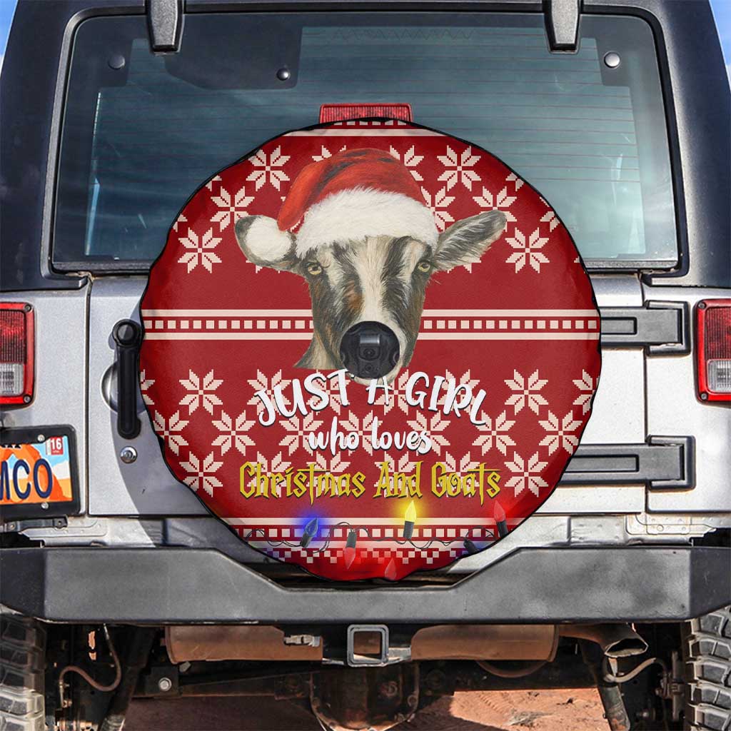 Just A Girl Who Loves Christmas And Goats Ugly Christma Spare Tire Cover Funny Xmas Holiday Patterns - Wonder Print Shop