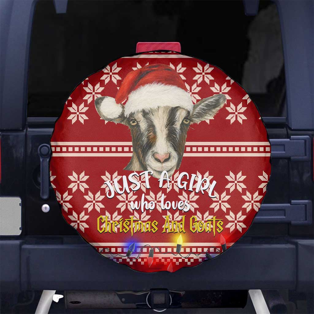Just A Girl Who Loves Christmas And Goats Ugly Christma Spare Tire Cover Funny Xmas Holiday Patterns - Wonder Print Shop