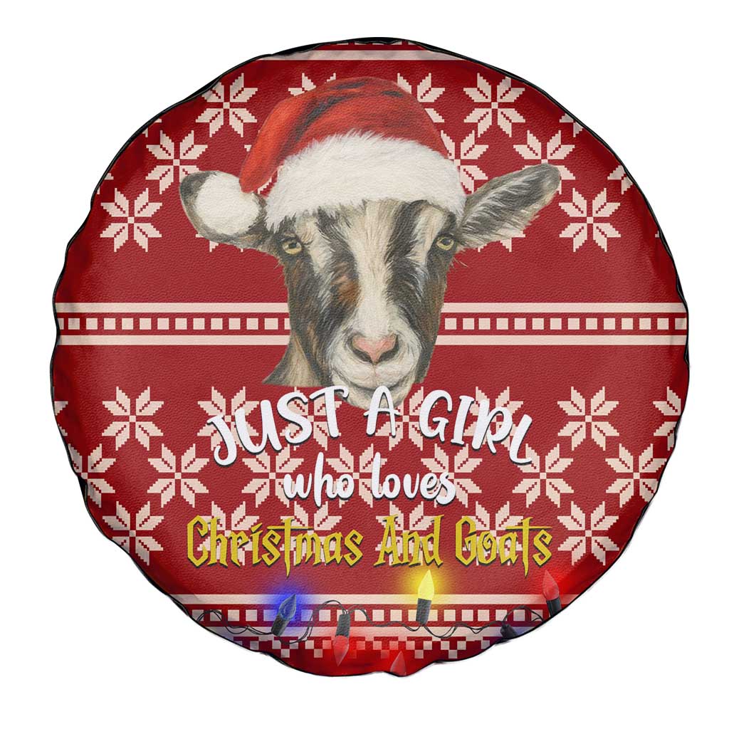 Just A Girl Who Loves Christmas And Goats Ugly Christma Spare Tire Cover Funny Xmas Holiday Patterns - Wonder Print Shop