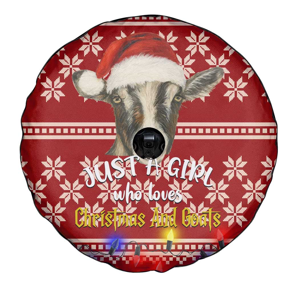 Just A Girl Who Loves Christmas And Goats Ugly Christma Spare Tire Cover Funny Xmas Holiday Patterns - Wonder Print Shop
