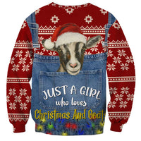 Just A Girl Who Loves Christmas And Goats Ugly Christma Sweatshirt Funny Xmas Holiday Patterns - Wonder Print Shop