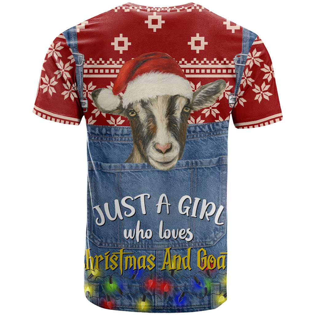 Just A Girl Who Loves Christmas And Goats Ugly Christma T Shirt Funny Xmas Holiday Patterns - Wonder Print Shop