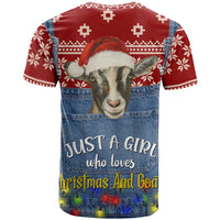 Just A Girl Who Loves Christmas And Goats Ugly Christma T Shirt Funny Xmas Holiday Patterns - Wonder Print Shop