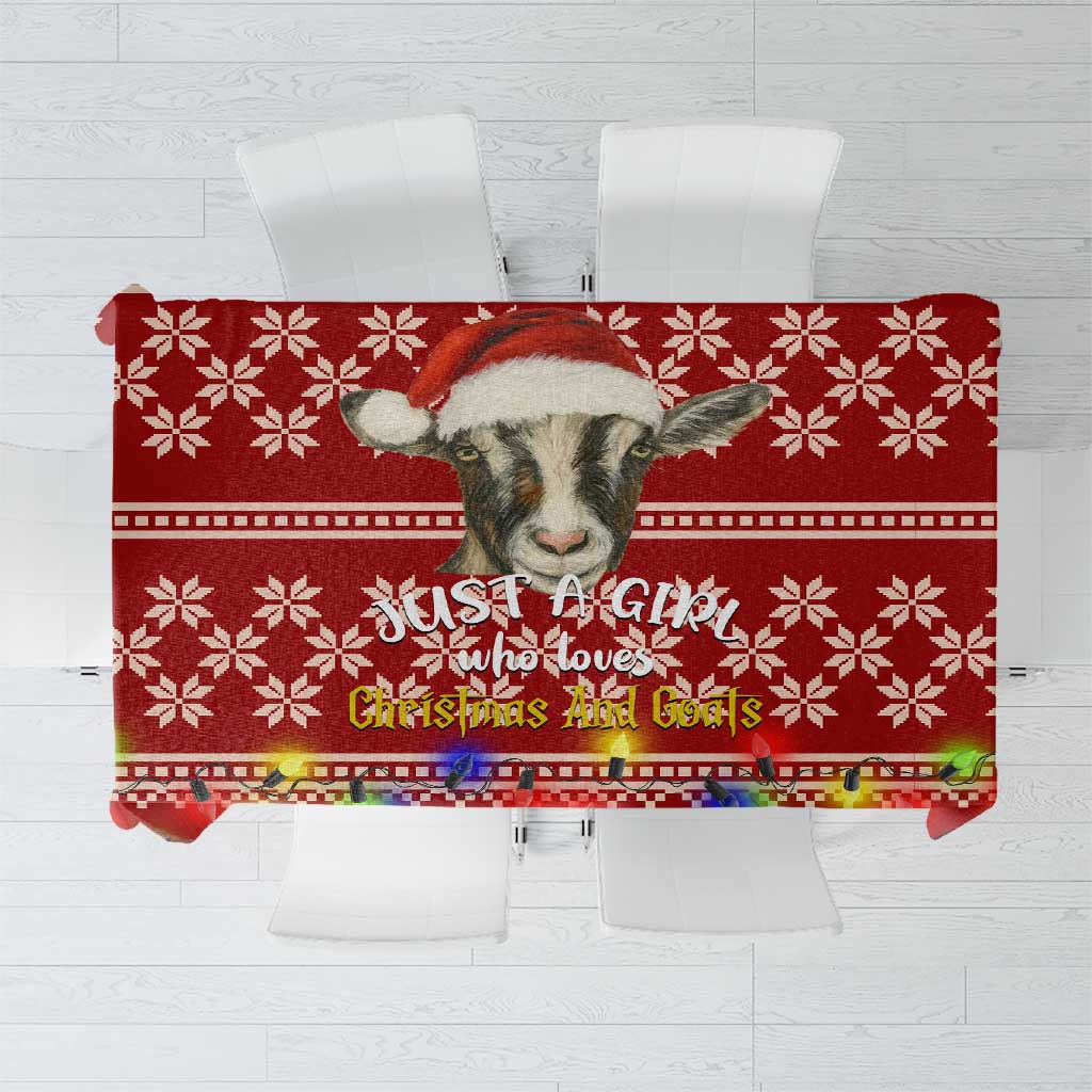 Just A Girl Who Loves Christmas And Goats Ugly Christma Tablecloth Funny Xmas Holiday Patterns - Wonder Print Shop