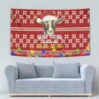 Just A Girl Who Loves Christmas And Goats Ugly Christma Tapestry Funny Xmas Holiday Patterns - Wonder Print Shop
