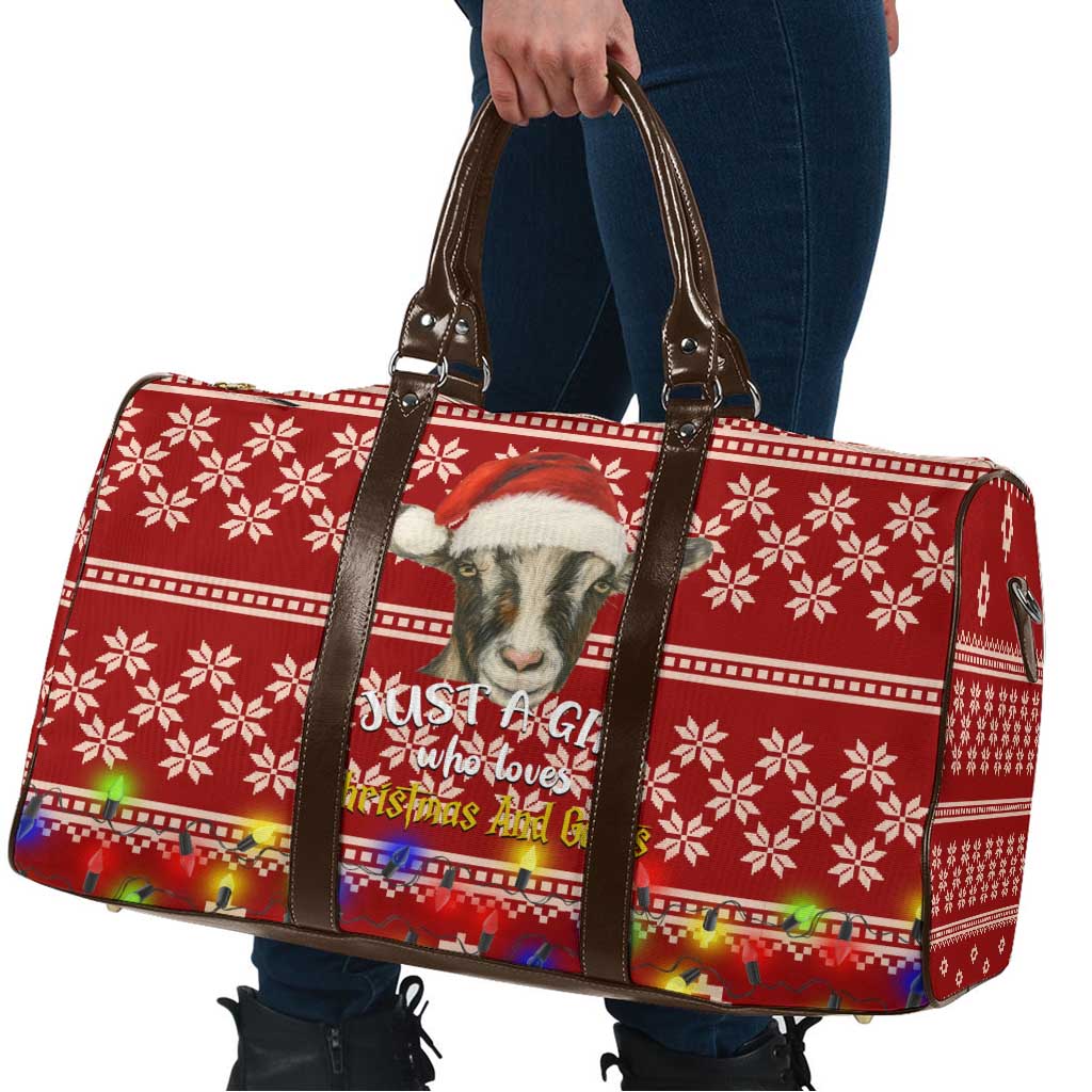 Just A Girl Who Loves Christmas And Goats Ugly Christma Travel Bag Funny Xmas Holiday Patterns - Wonder Print Shop