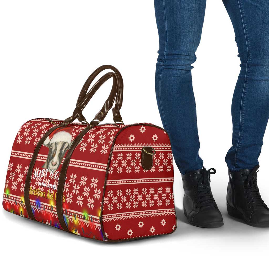 Just A Girl Who Loves Christmas And Goats Ugly Christma Travel Bag Funny Xmas Holiday Patterns - Wonder Print Shop