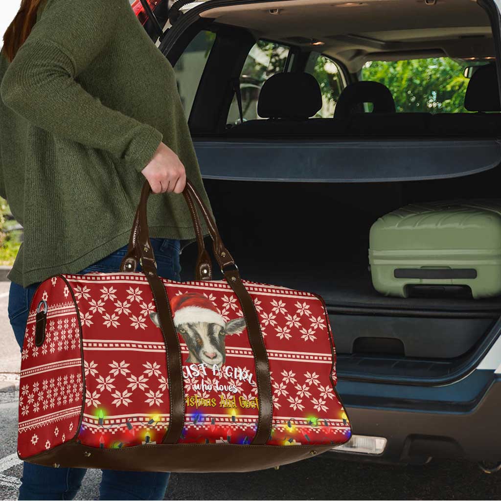 Just A Girl Who Loves Christmas And Goats Ugly Christma Travel Bag Funny Xmas Holiday Patterns - Wonder Print Shop