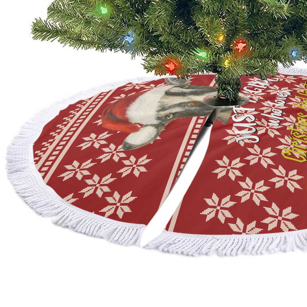 Just A Girl Who Loves Christmas And Goats Ugly Christma Tree Skirt Funny Xmas Holiday Patterns - Wonder Print Shop