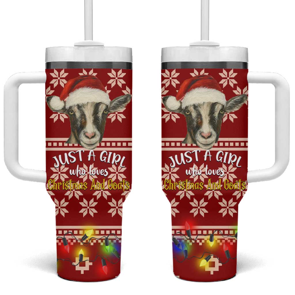Just A Girl Who Loves Christmas And Goats Ugly Christma Tumbler With Handle Funny Xmas Holiday Patterns - Wonder Print Shop
