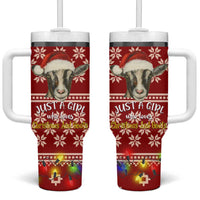 Just A Girl Who Loves Christmas And Goats Ugly Christma Tumbler With Handle Funny Xmas Holiday Patterns - Wonder Print Shop