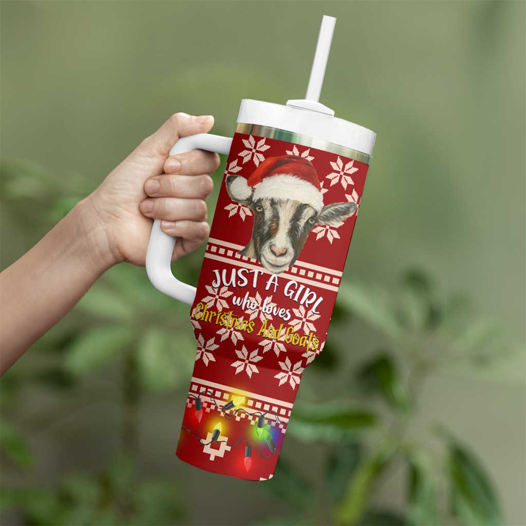 Just A Girl Who Loves Christmas And Goats Ugly Christma Tumbler With Handle Funny Xmas Holiday Patterns - Wonder Print Shop