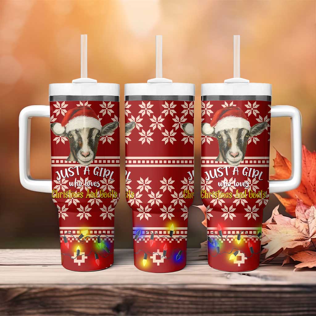 Just A Girl Who Loves Christmas And Goats Ugly Christma Tumbler With Handle Funny Xmas Holiday Patterns - Wonder Print Shop